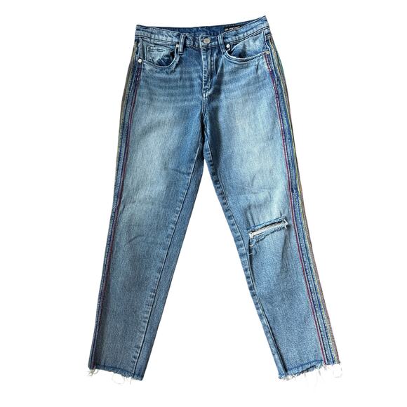 BlankNYC Rainbow Rivington High Rise in Crash Pad Raw Hem Jeans Size 27 - Picture 2 of 9